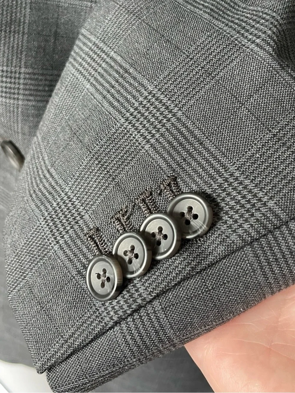 Banana Republic Factory Two Piece Suit Gray Houndstooth Plaid Neutral Mens